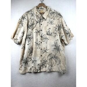 Panama Jack Shirt Mens 3XL Ramie Cotton Floral Tropical‎ Button Down